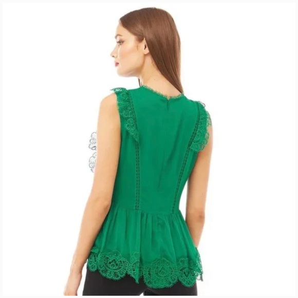 New Ted Baker Mixed Lace peplum SLVLS top💚I believe is a Small, see chart. - Picture 4 of 16